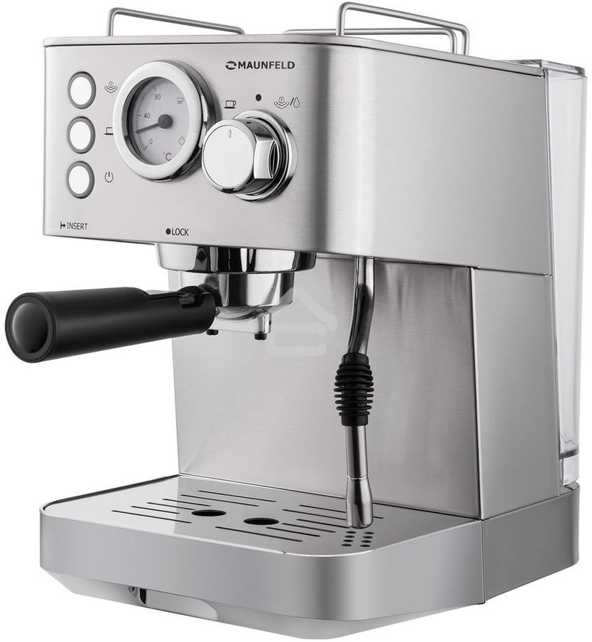 Кофеварка рожковая Maunfeld MF-721S PRO нержавеющая сталь, исп. кофе - молотый/чалды, 1.5 л, 1140 Вт, 15 Бар.