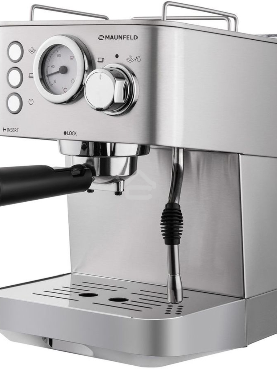 Кофеварка рожковая Maunfeld MF-721S PRO нержавеющая сталь, исп. кофе - молотый/чалды, 1.5 л, 1140 Вт, 15 Бар.