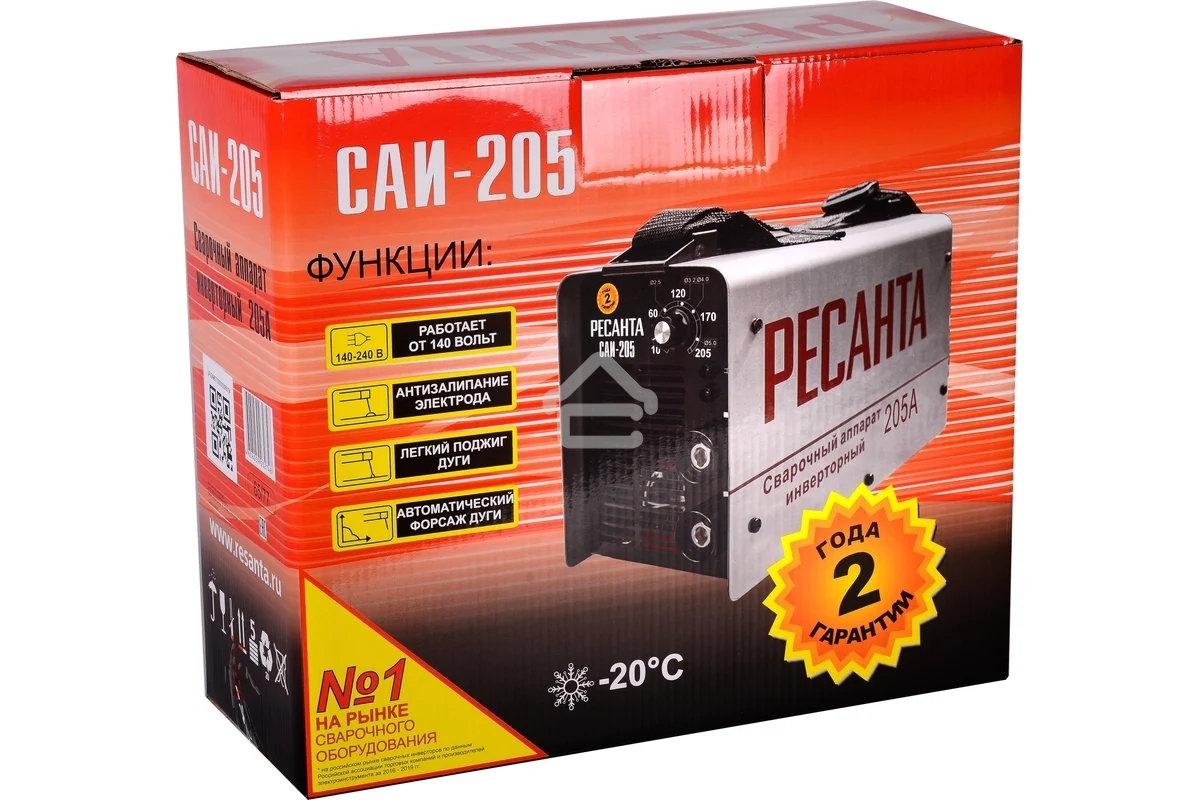 Сварочный аппарат Ресанта САИ205 инвертор ММА DC 7.3кВт