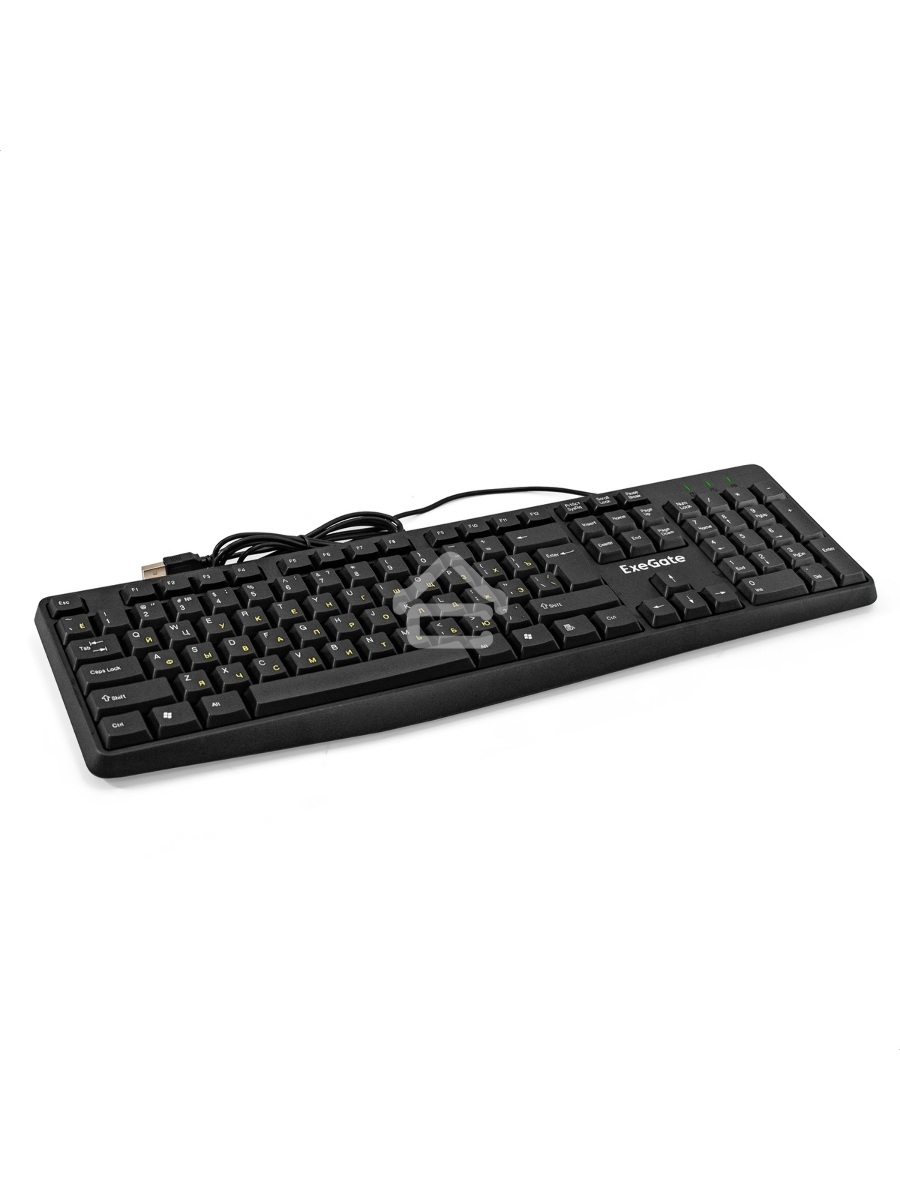 Клавиатура ExeGate EX298364RUS Smart K120 (USB, полноразмерная, влагозащищенная, 104кл., Enter большой, длина кабеля 1,6м, черная, RTL)