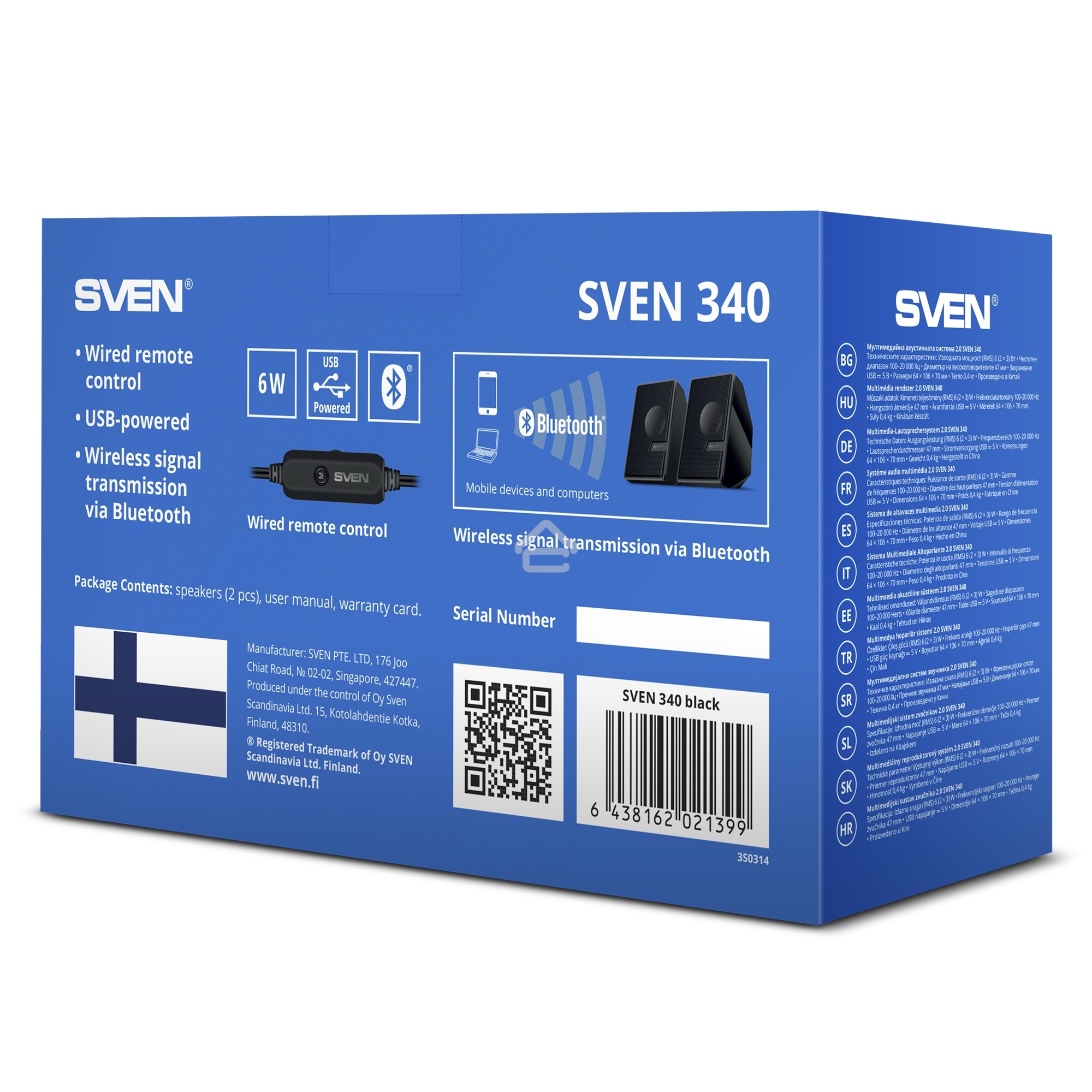 Колоки SVEN АС 340, черный (6 Вт, питание USB, Bluetooth)