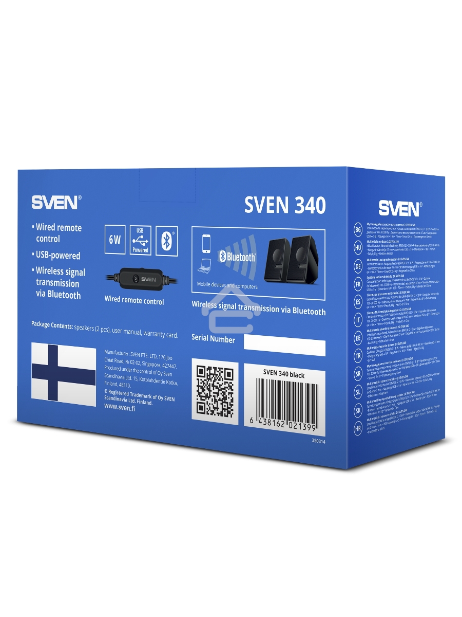 Колоки SVEN АС 340, черный (6 Вт, питание USB, Bluetooth)