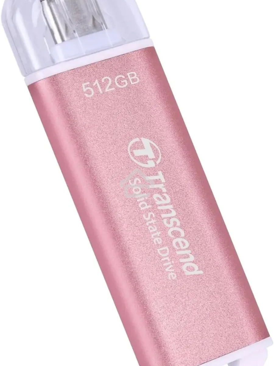 Внешний накопитель SSD Transcend 512Gb ESD300 <TS512GESD300S> (USB3.2 gen 2, Type C, 1050/950Mbs, 3D NAND, 60x20x7.8mm, 9g) розовый