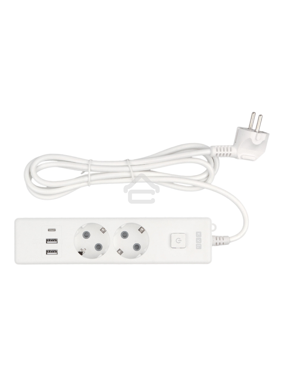 Бытовой удлинитель PowerCube, 2р с/з вык.,3USB, 3500 Вт, 16А, 1.9 м, 3*1,0 (белый) PC-4-2M