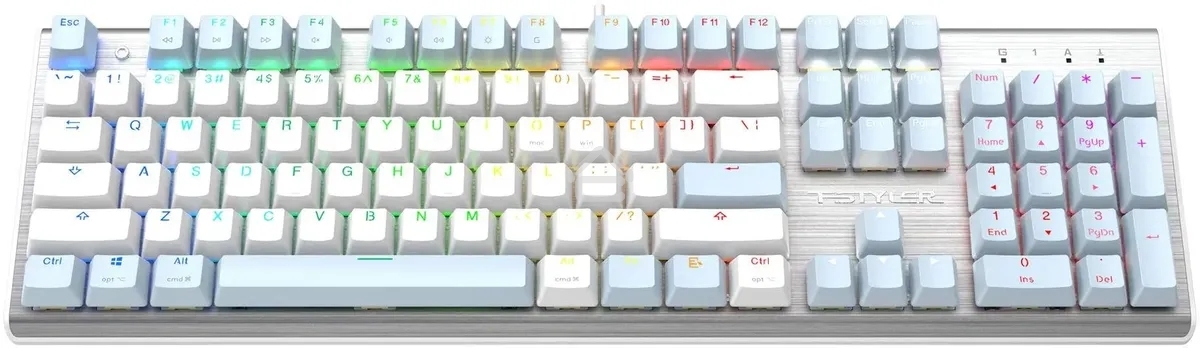 Клавиатура проводная A4Tech Fstyler FS100 Neon, USB, синий/белый