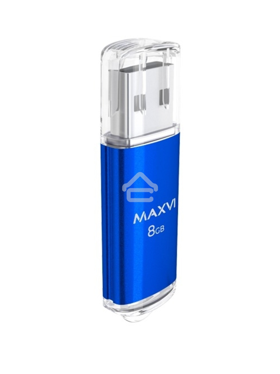 Флеш диск Maxvi MP 8GB USB 2.0 blue, монолит с колпачком, металл + ABS пластик