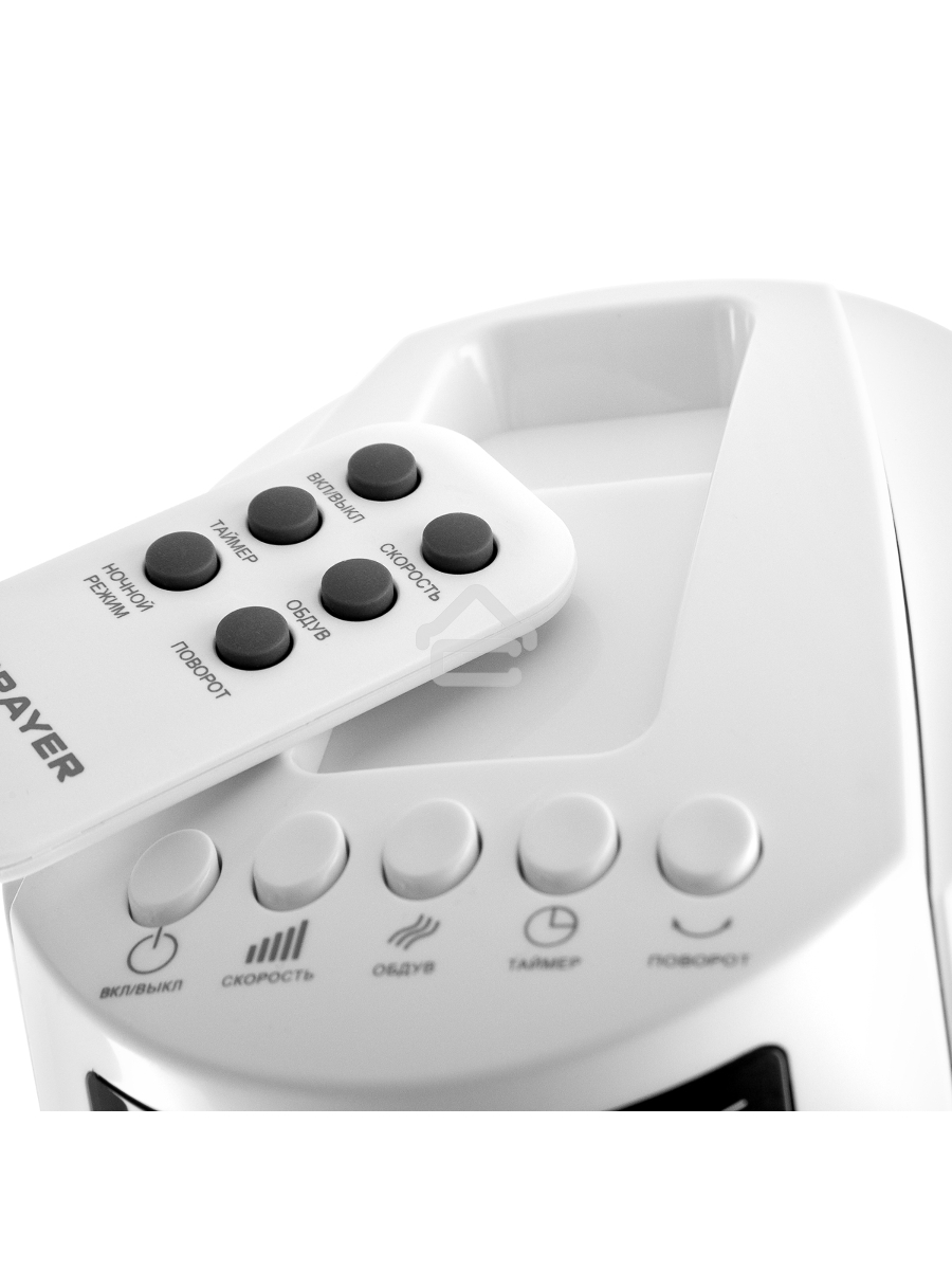 Колонный вентилятор BRAYER BR4958WH, механ.упр.,пульт ДУ,вращение90°,мощ-ть50Вт,защита от перегрева