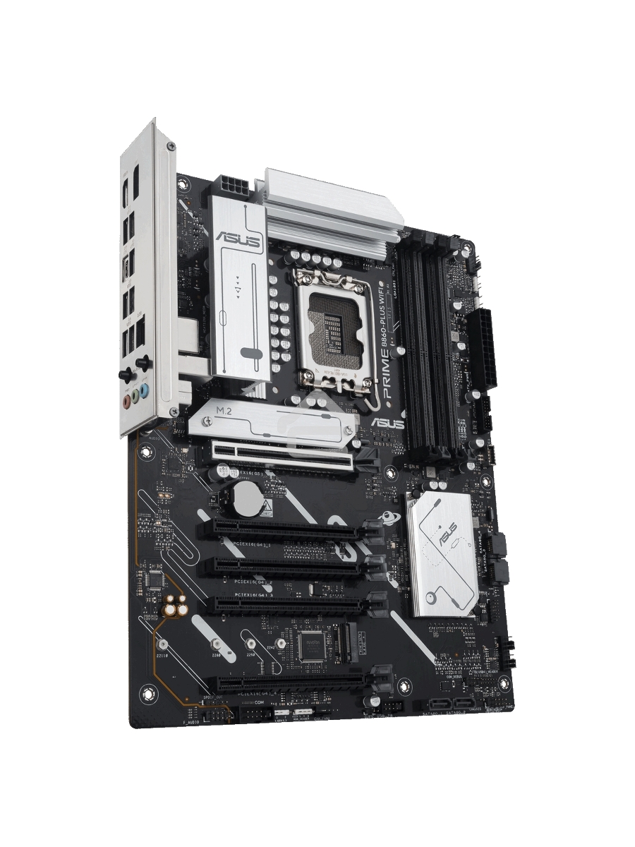Материнская плата ASUS PRIME B860-PLUS WIFI, LGA 1851, Intel B860, 4xDDR5, 4xSATA, 2xM.2, 1xPCIe 5.0 x16, 4xPCIe 4.0 x16, 2xUSB-C, 4xUSB-A 3.2 Gen 1, 2xUSB-A 3.2 Gen 2, 1xHDMI, 1xDP, 1x2.5Gb LAN, 7.1, ATX