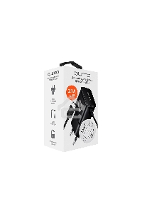 Сетевое зарядное устройство Qumo Energy (Charger 0025) 2.1A, встроенный кабель TYPE-C, черный
