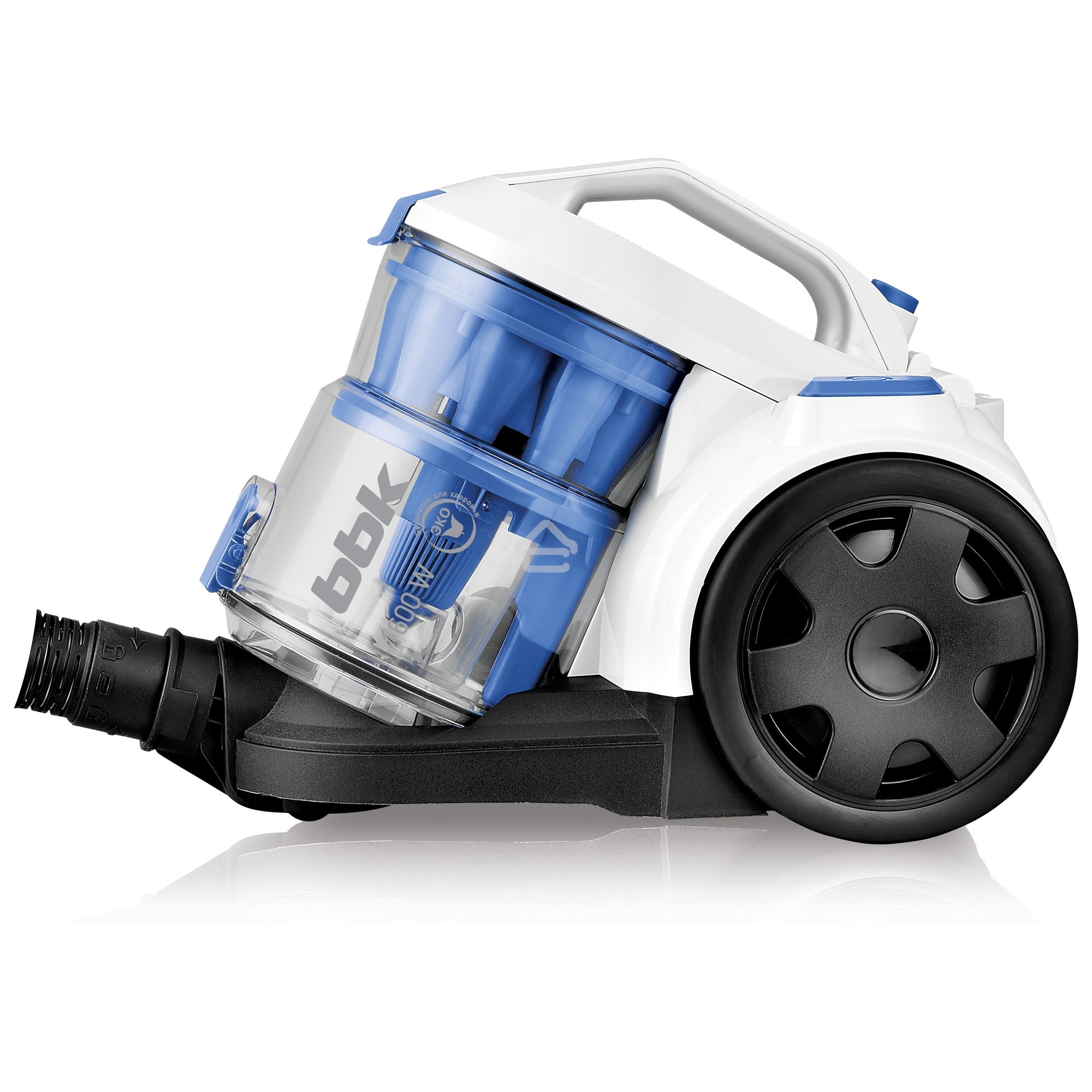 Пылесос BBK BV1501 белый/синий, 300/1600 Вт, уборка сухая, пылесборник контейнер, 2 л