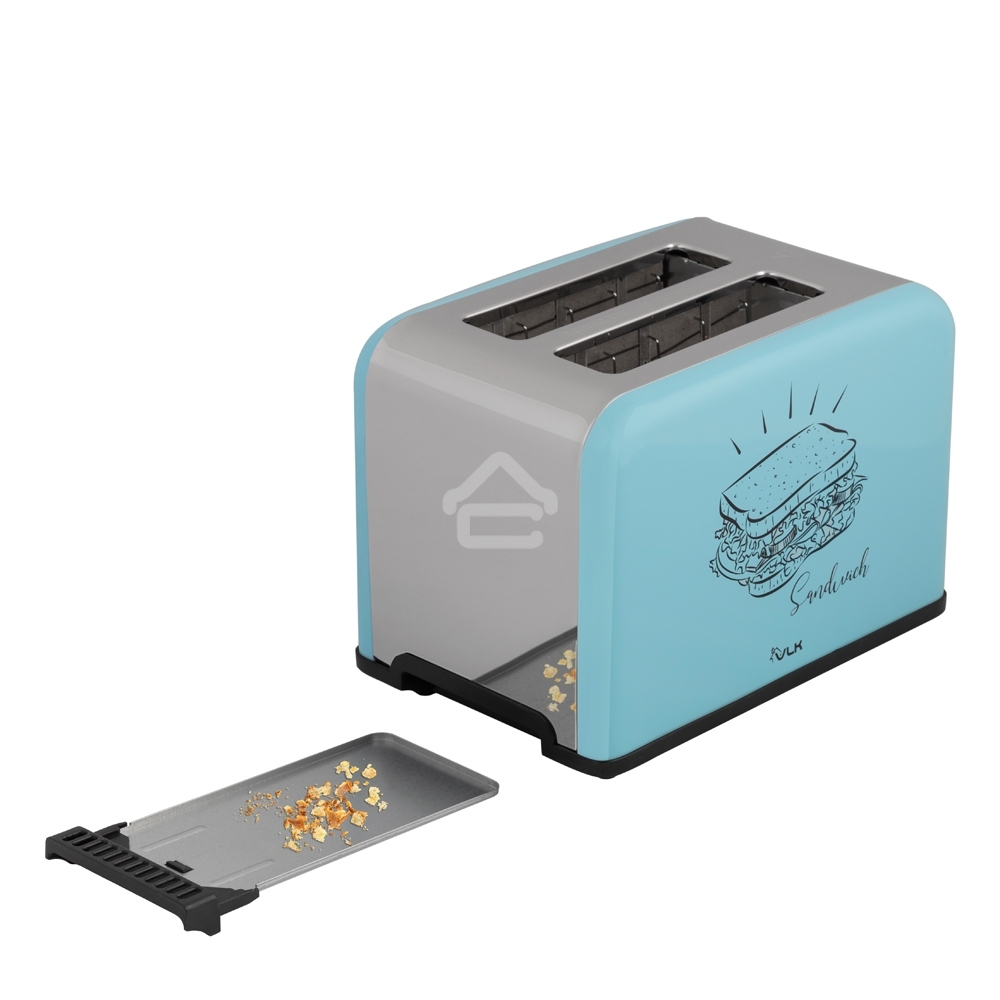 Тостер VLK Palermo 100, мощность 900 Вт, голубой, 5 регулировок поджаривания
