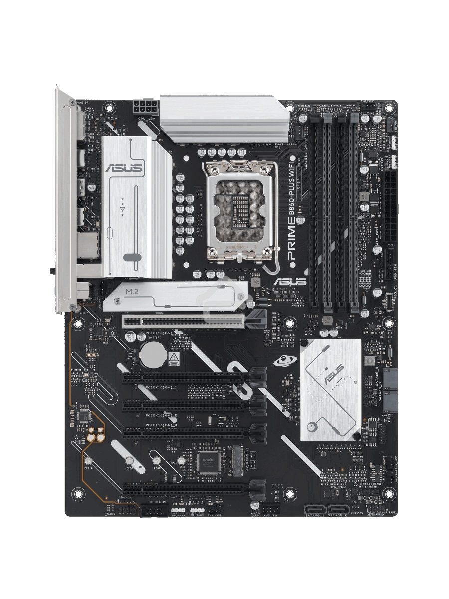 Материнская плата ASUS PRIME B860-PLUS WIFI, LGA 1851, Intel B860, 4xDDR5, 4xSATA, 2xM.2, 1xPCIe 5.0 x16, 4xPCIe 4.0 x16, 2xUSB-C, 4xUSB-A 3.2 Gen 1, 2xUSB-A 3.2 Gen 2, 1xHDMI, 1xDP, 1x2.5Gb LAN, 7.1, ATX