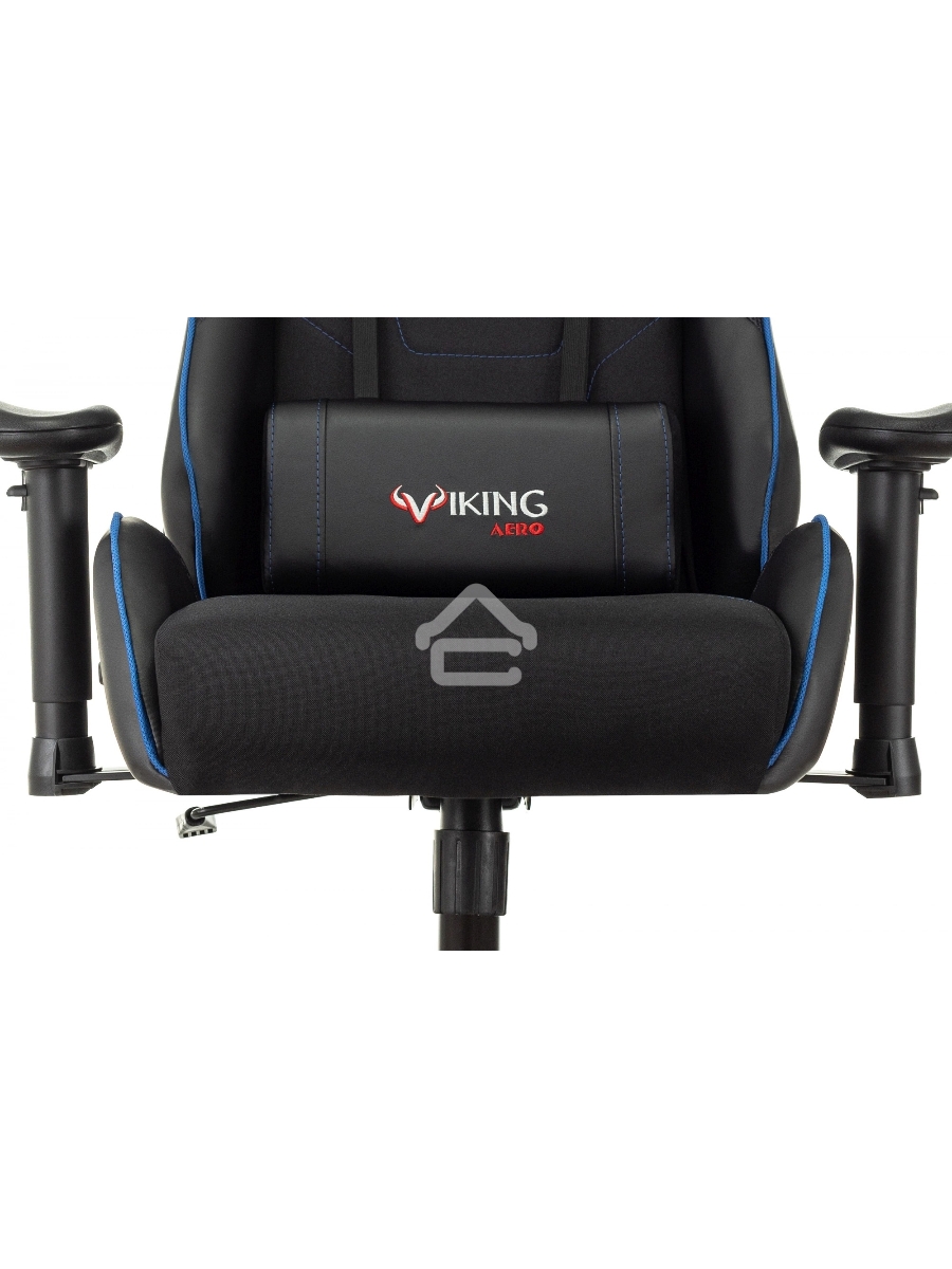 Кресло игровое Бюрократ VIKING 4 AERO BLUE черный/синий, искусст.кожа/ткань, две подушки