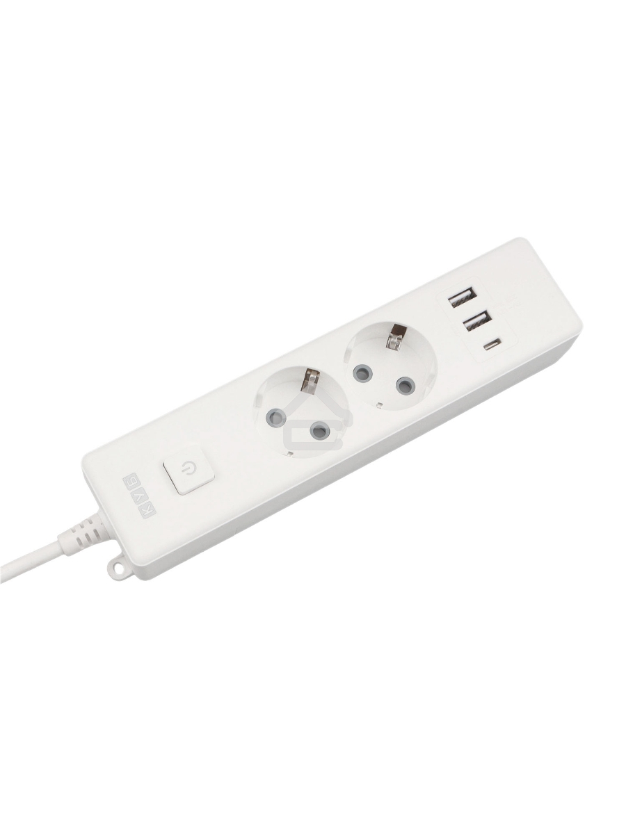 Бытовой удлинитель PowerCube, 2р с/з вык.,3USB, 3500 Вт, 16А, 1.9 м, 3*1,0 (белый) PC-4-2M