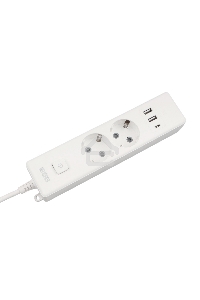 Бытовой удлинитель PowerCube, 2р с/з вык.,3USB, 3500 Вт, 16А, 1.9 м, 3*1,0 (белый) PC-4-2M