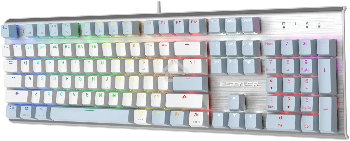 Клавиатура проводная A4Tech Fstyler FS100 Neon, USB, синий/белый