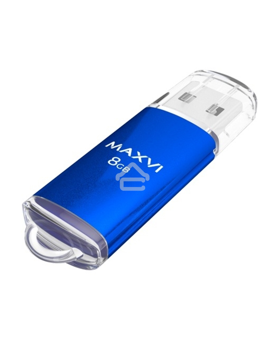 Флеш диск Maxvi MP 8GB USB 2.0 blue, монолит с колпачком, металл + ABS пластик