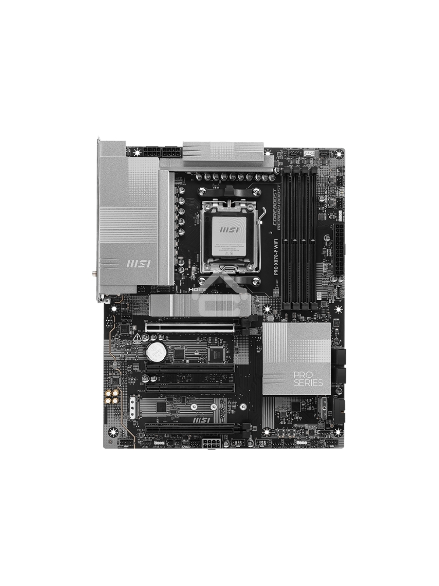 Материнская плата MSI PRO X870-P WIFI, AM5, AMD X870, 4xDDR5, 4xSATA, 3xM.2, 1xPCI-E 5.0 x16, 1xPCI-E 4.0 x16, 2xPCI-E 3.0 x1, 1xHDMI, 1xUSB-C, 1xRJ45 5Gb, 2xUSB-A 3.2 Gen 1, 2xUSB-A 3.2 Gen 2, 4xUSB-A 2.0, 1xUSB-C 3.2 Gen 2x2, 1xUSB4, 3x3.5мм, 7.1, ATX