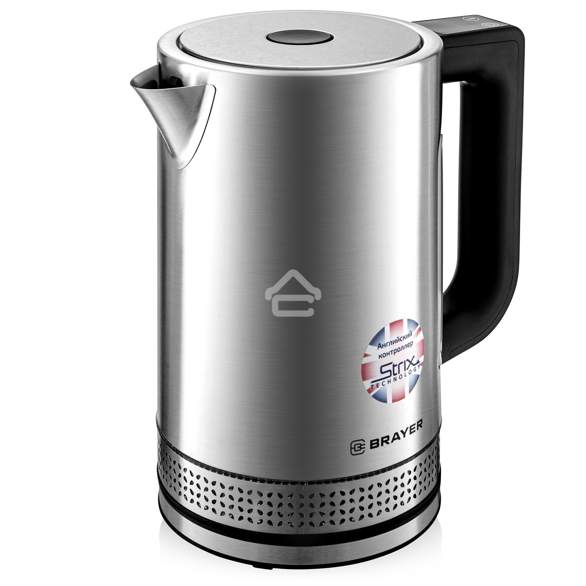 Чайник электрический BRAYER BR1060 2200 Вт, 1.7 л, стальной/черный