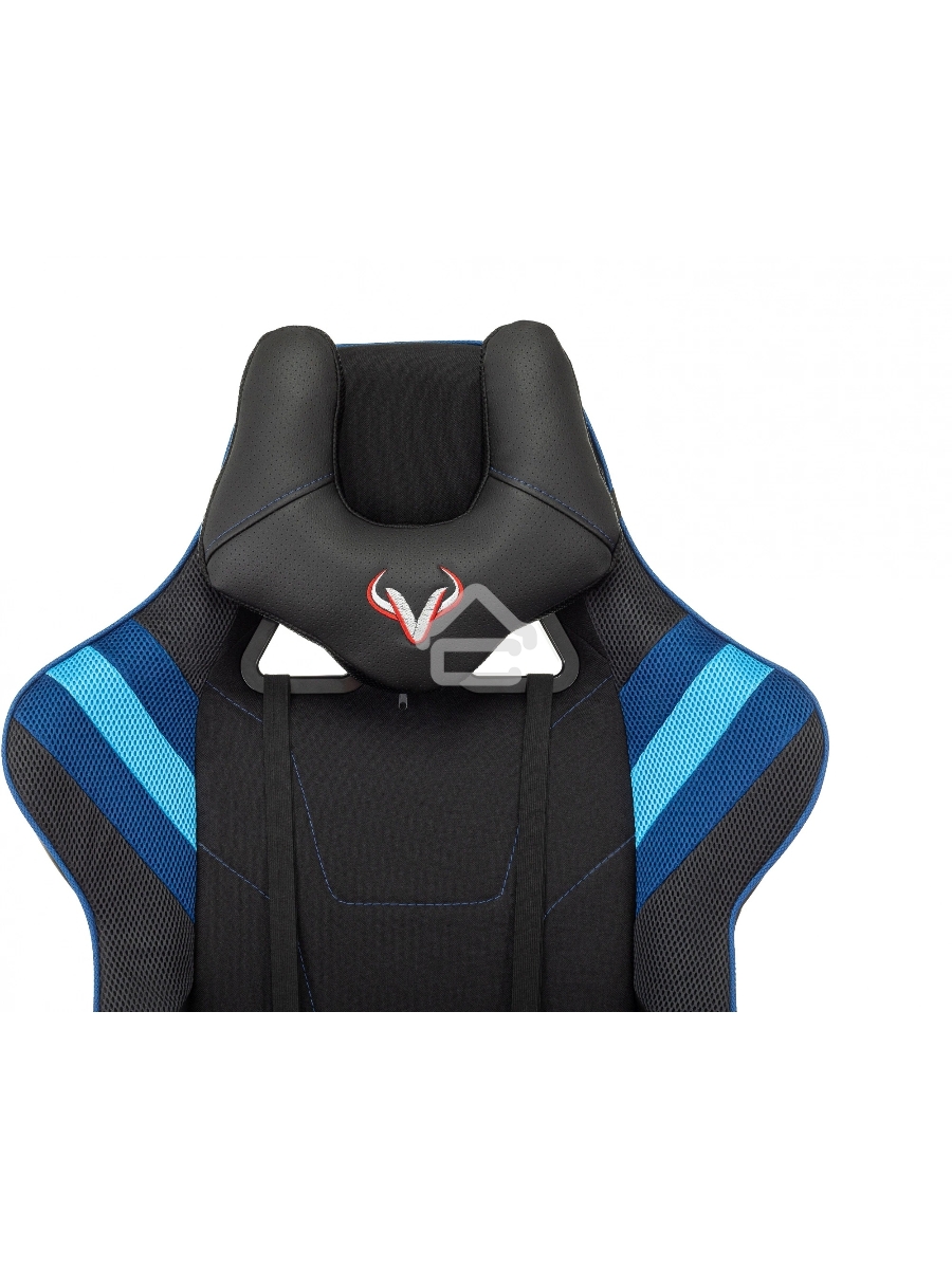Кресло игровое Бюрократ VIKING 4 AERO BLUE черный/синий, искусст.кожа/ткань, две подушки