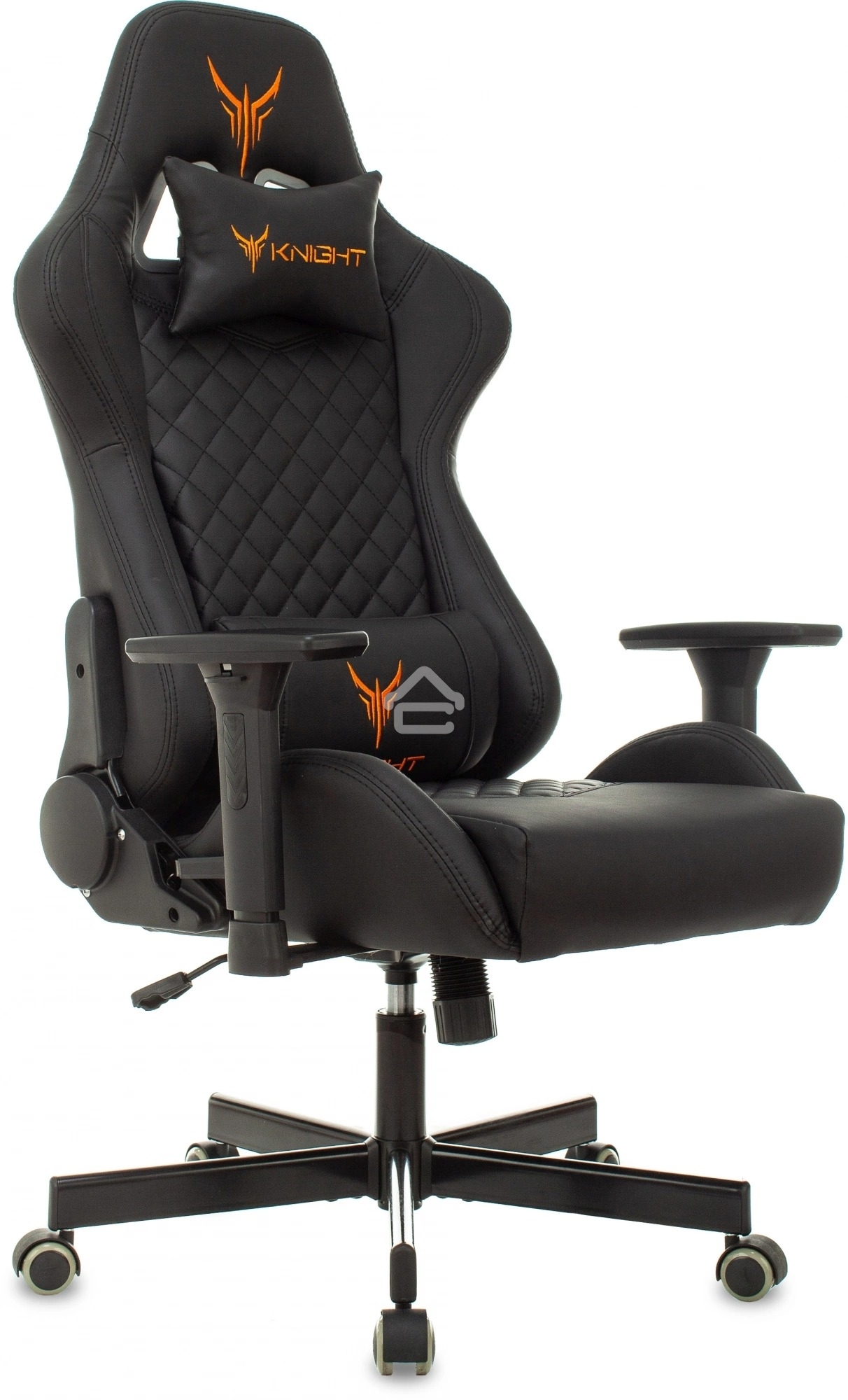 Кресло игровое Knight ARMOR черный, ромбик, эко.кожа, с подголовником, крестовина металл