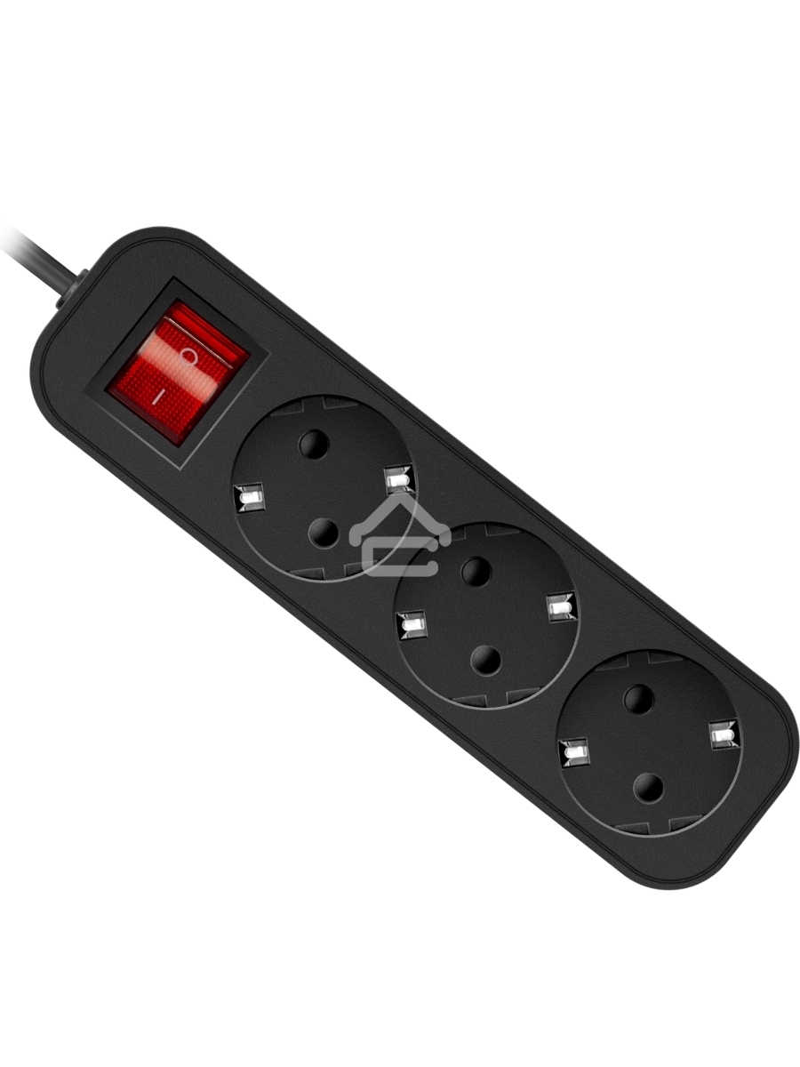 Удлинитель Defender с заземлением G330 Выключатель, 3.0 м, 3 розетки