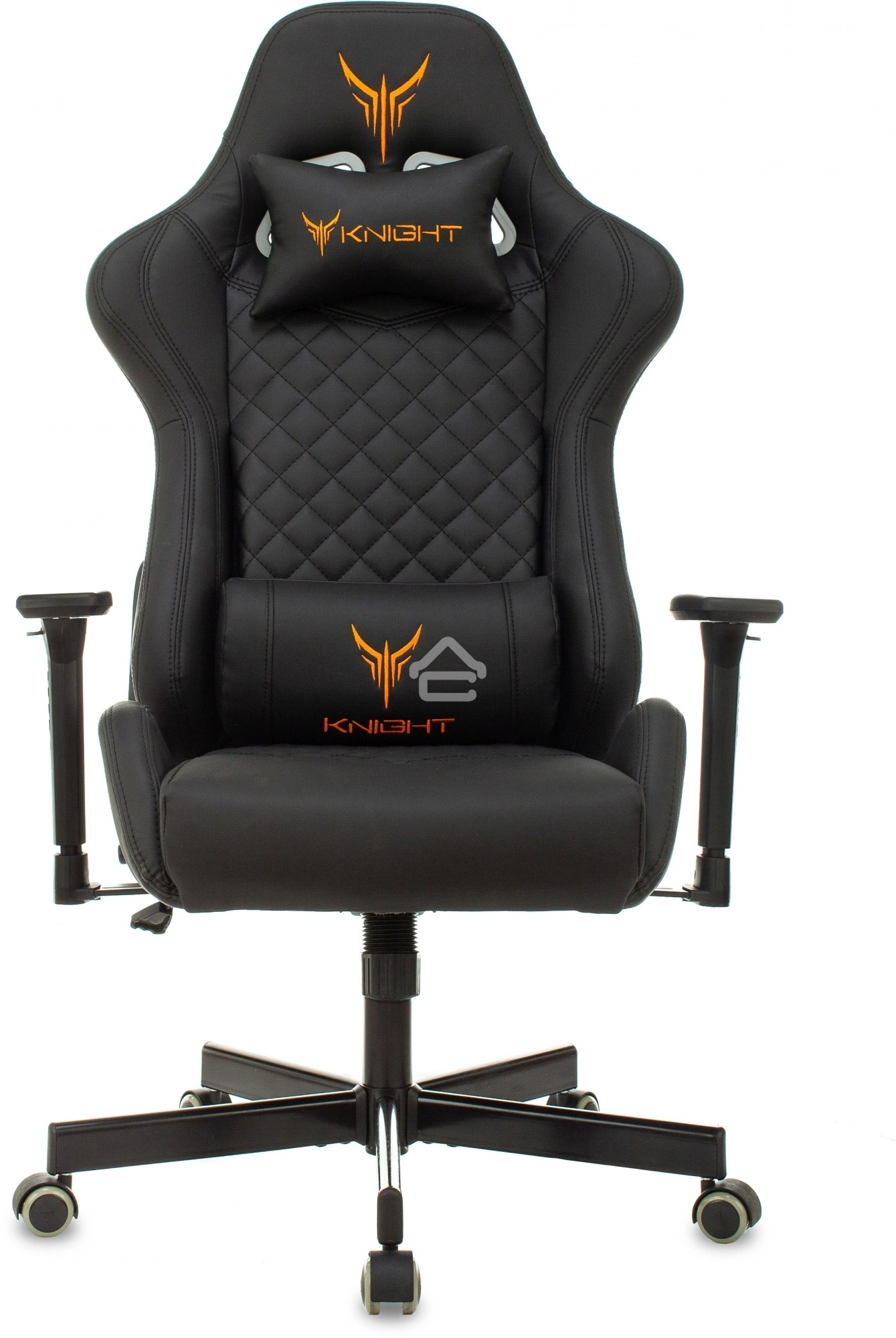 Кресло игровое Knight ARMOR черный, ромбик, эко.кожа, с подголовником, крестовина металл