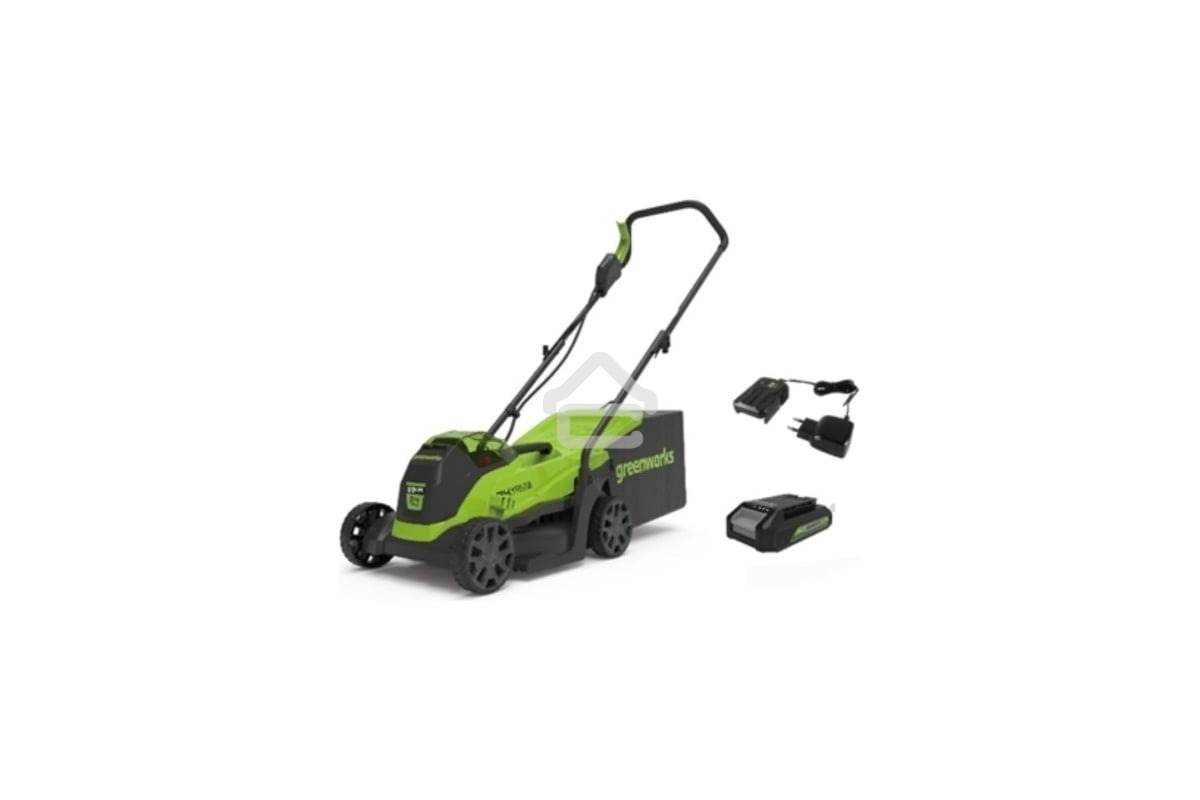 Газонокосилка аккумуляторная GreenWorks GD24LM33k4, 24v, 33 см, 1хАКБ 4Ач и ЗУ (2516107UB)