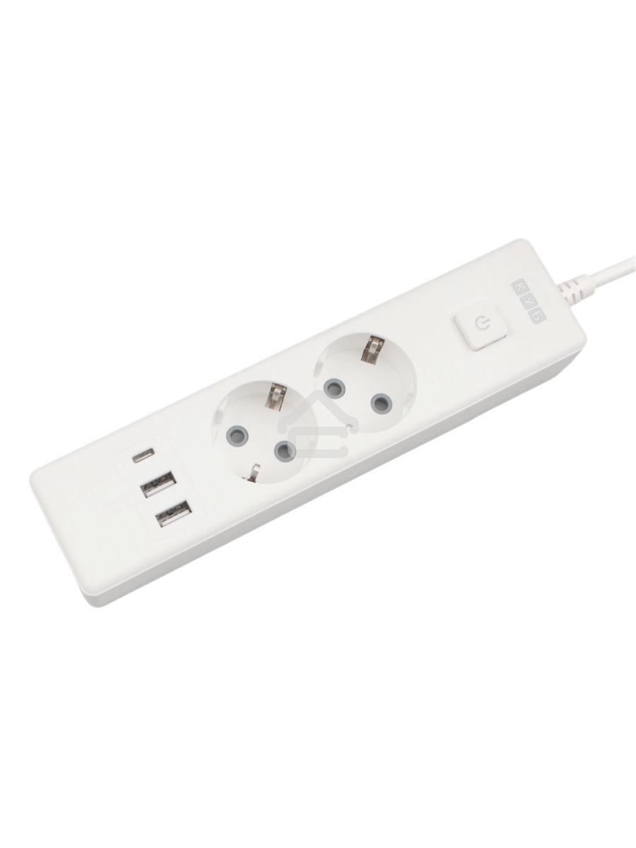 Бытовой удлинитель PowerCube, 2р с/з вык.,3USB, 3500 Вт, 16А, 1.9 м, 3*1,0 (белый) PC-4-2M