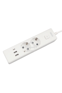 Бытовой удлинитель PowerCube, 2р с/з вык.,3USB, 3500 Вт, 16А, 1.9 м, 3*1,0 (белый) PC-4-2M