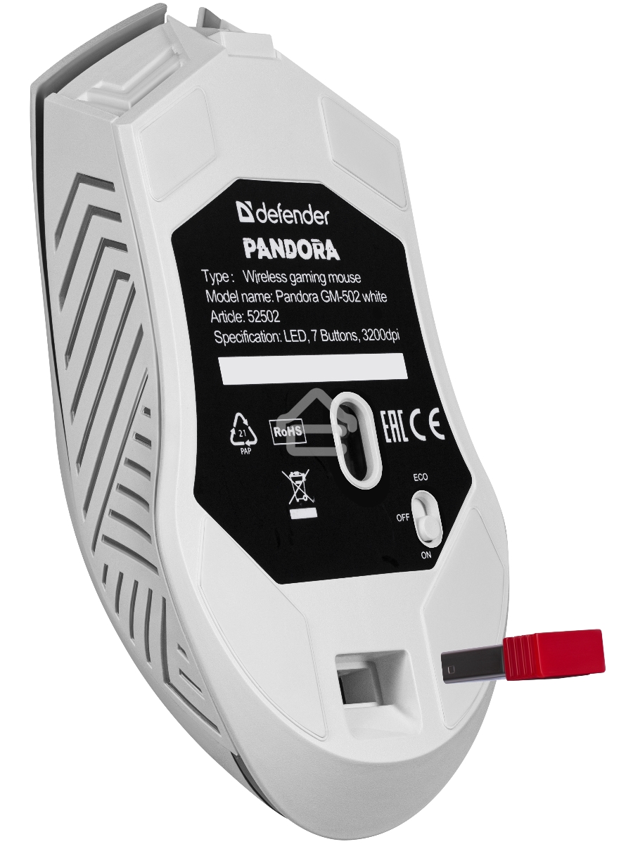 Мышь беспроводная Defender Pandora GM-502 белый, 3200 dpi, радиоканал, USB, кнопки - 7