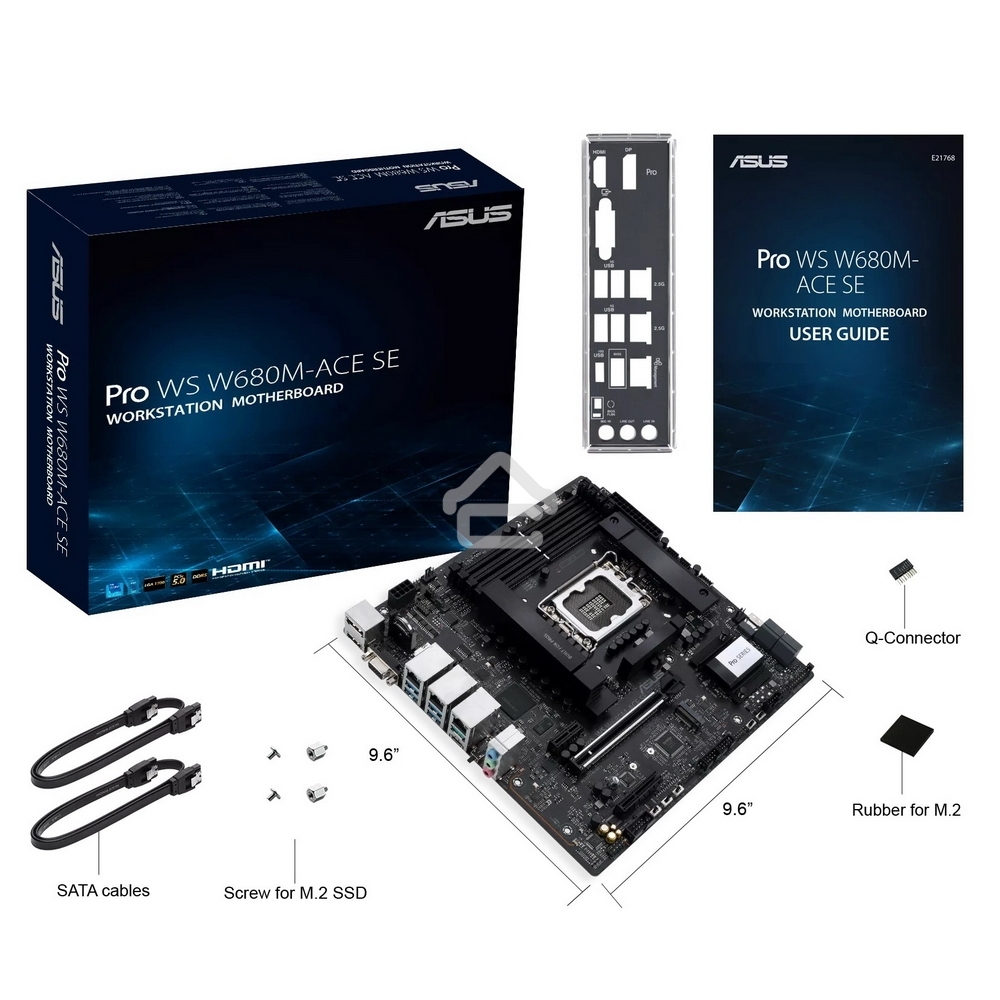 Материнская плата Asus PRO WS W680M-ACE SE, LGA1700, Intel W680, 4xDDR5, 8xSATA, 2xM.2, 1xPCIe 5.0 x16, 1xPCIe 3.0 x4, 1xPCIe 3.0 x1, 1xDP, 1xHDMI, 1xVGA, 3x2.5Gb LAN, 1xUSB-C 10Gbps, 1xUSB-A 10Gbps, 4xUSB-A 5Gbps, 3x3.5 мм, 7.1, mATX