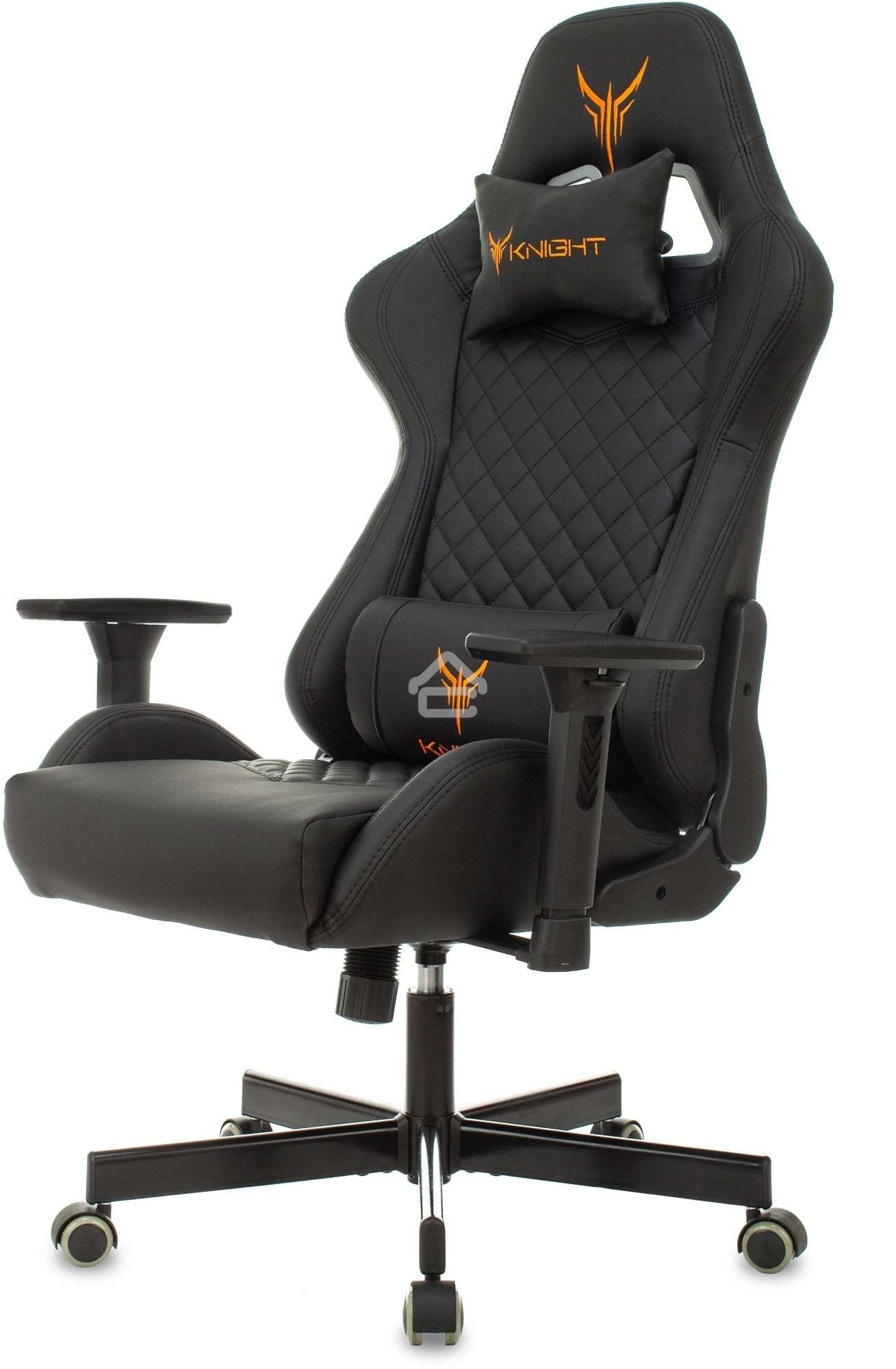Кресло игровое Knight ARMOR черный, ромбик, эко.кожа, с подголовником, крестовина металл