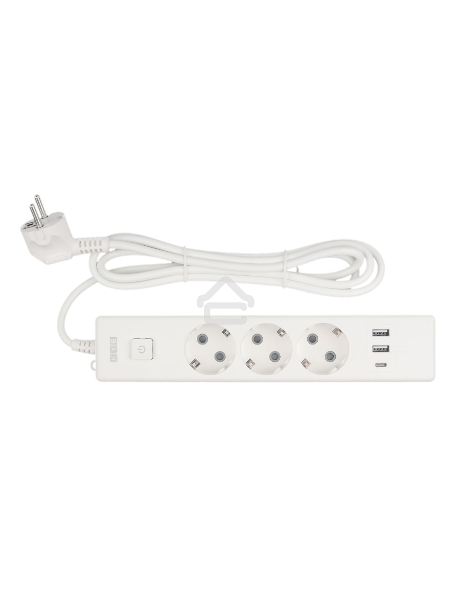 Бытовой удлинитель PowerCube, 3р с/з вык.,3USB, 3500 Вт, 16А, 1.9 м, 3*1,0 (белый) PC-5-2M