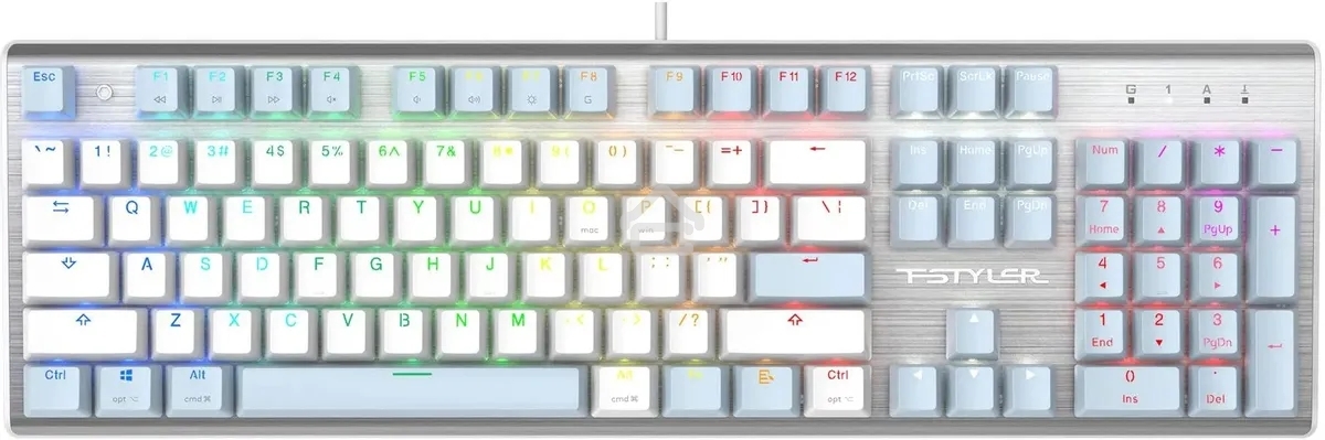 Клавиатура проводная A4Tech Fstyler FS100 Neon, USB, синий/белый