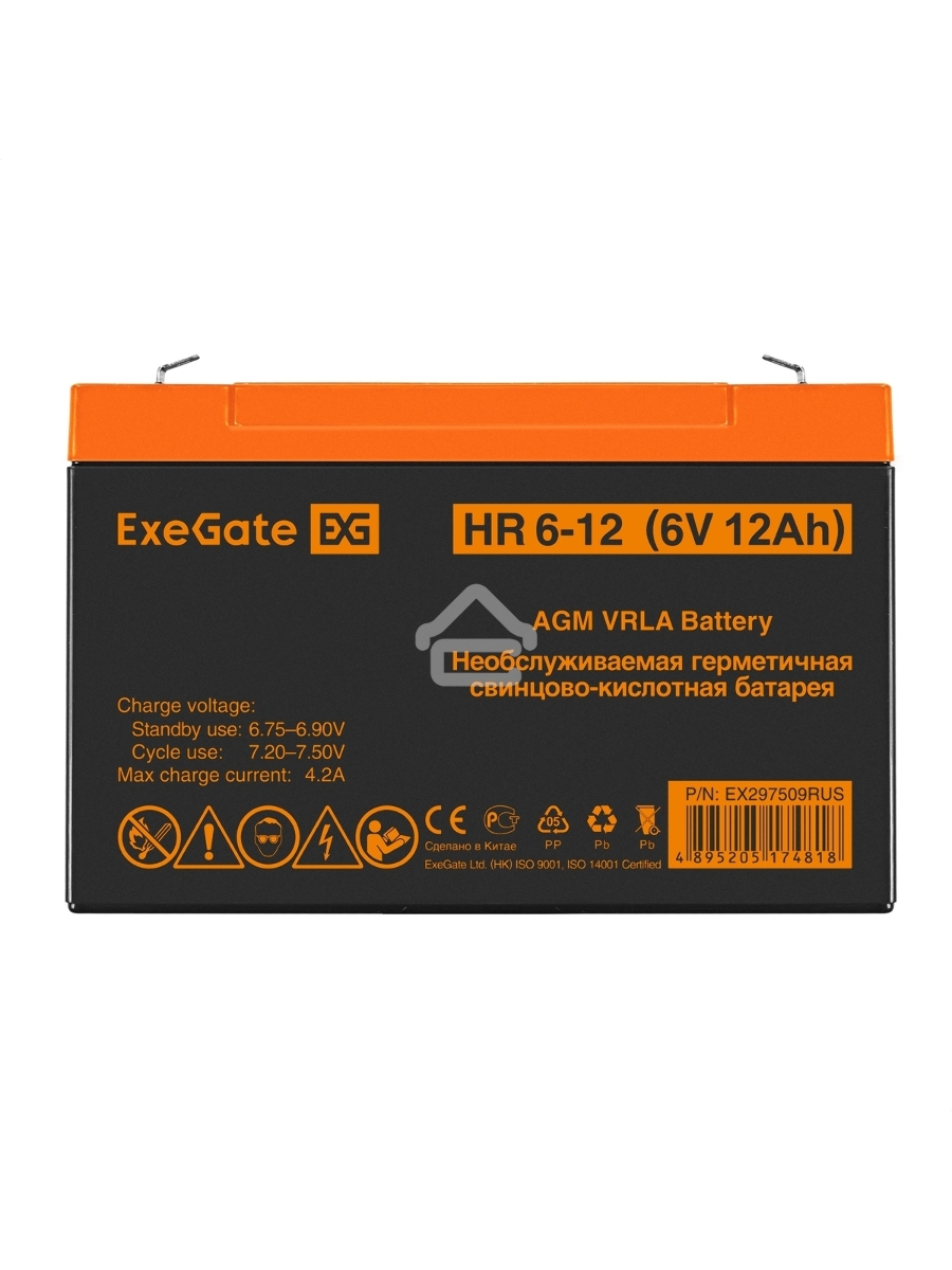Аккумуляторная батарея ExeGate HR 6-12 (6V 12Ah, клеммы F2)