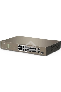 Коммутатор неуправляемый IP-COM F1118P-16-150W PoE, 18 портов, 18х100 Мбит/с, 2x1 Гбит/с, PoE 16х30 Вт (до 130Вт)