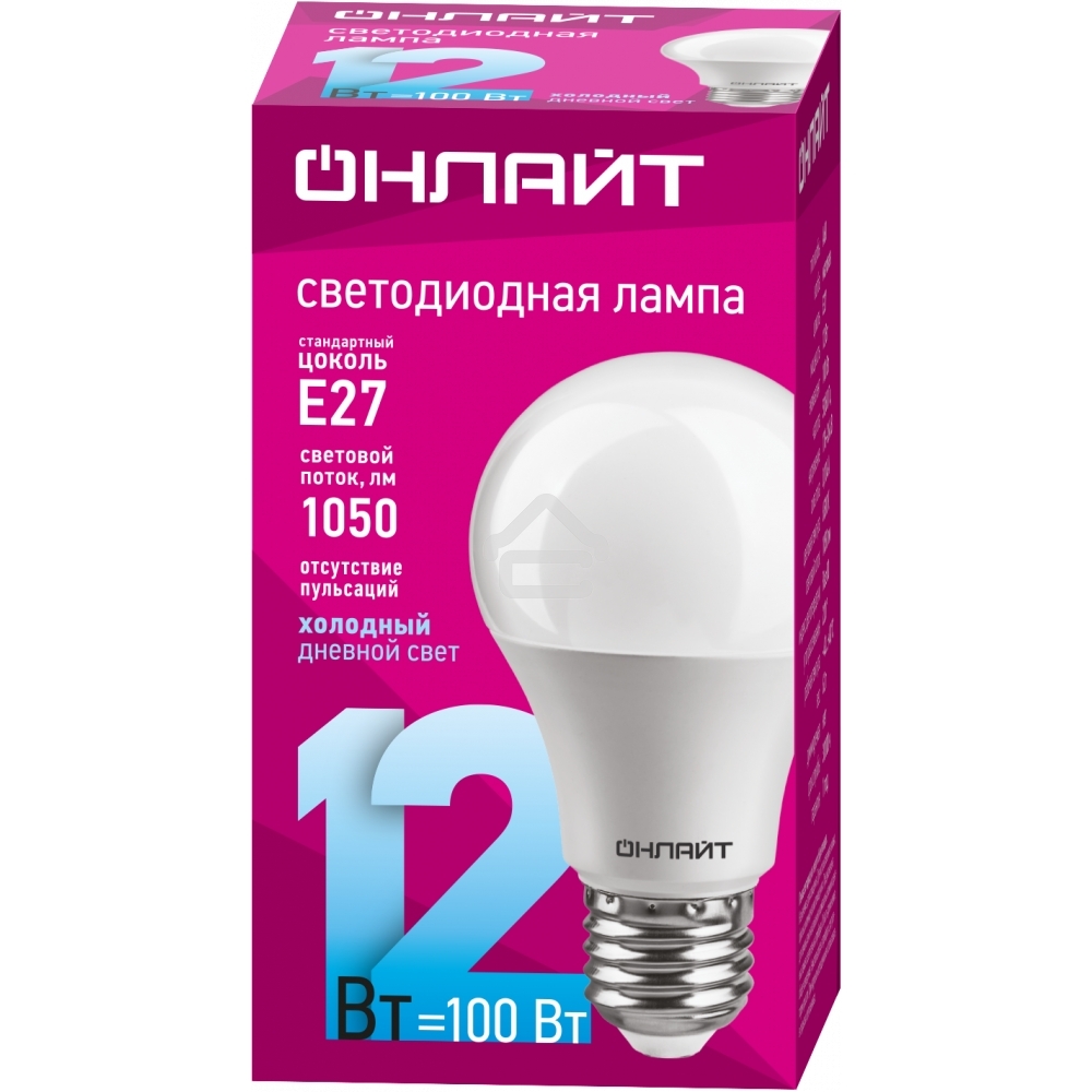 Лампа светодиодная ОНЛАЙТ 61141 OLL-A60-12-230-6.5K-E27 грушевидная