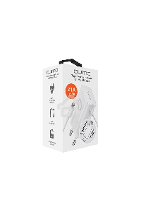 Сетевое зарядное устройство Qumo Energy (Charger 0026) 2.1A, встроенный кабель Lightning 8 Pin, белый