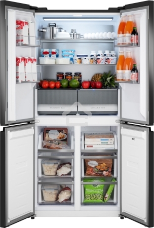 Холодильник Weissgauff WCD 450 Rock Glass NoFrost Inverter графит темный трехкамерный 287/163л морозилка снизу, No Frost, Side by Side