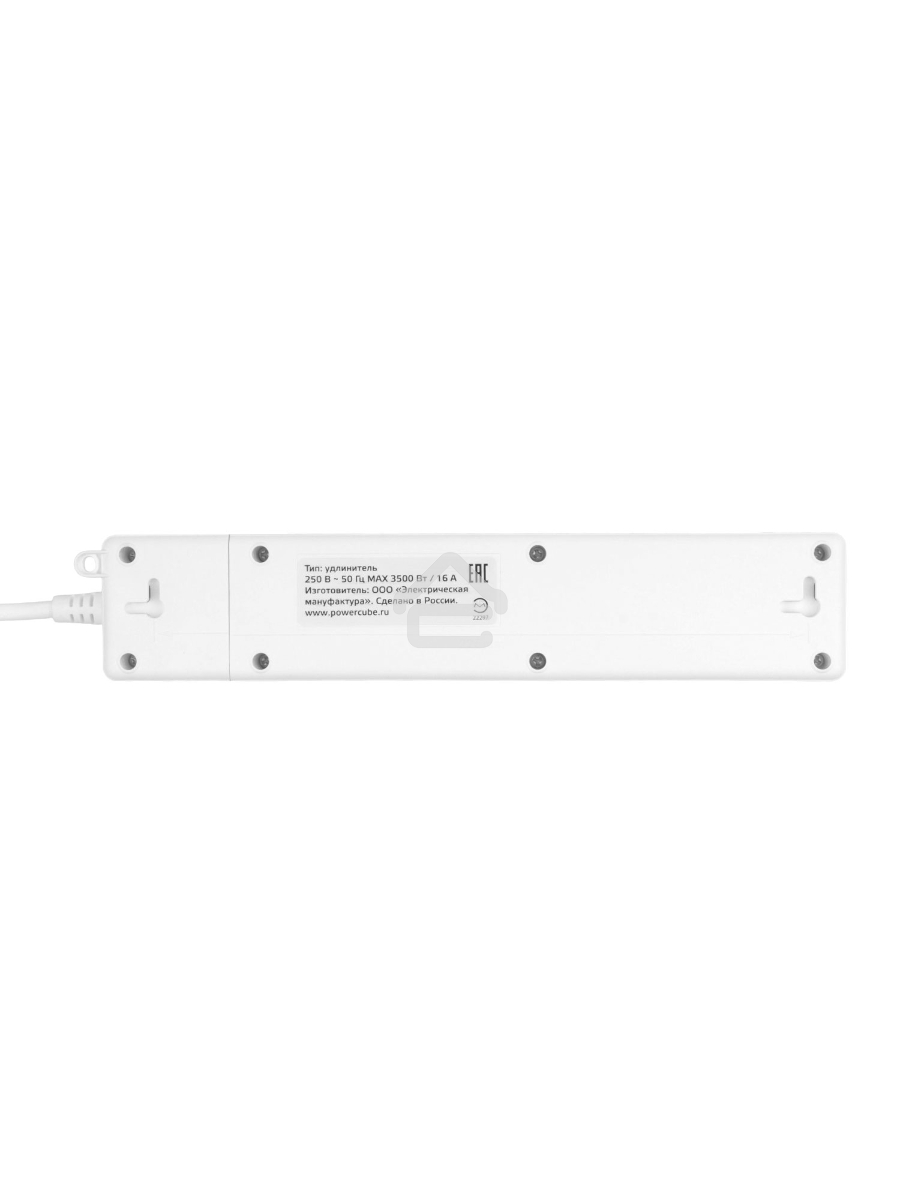 Бытовой удлинитель PowerCube, 3р с/з вык.,3USB, 3500 Вт, 16А, 1.9 м, 3*1,0 (белый) PC-5-2M