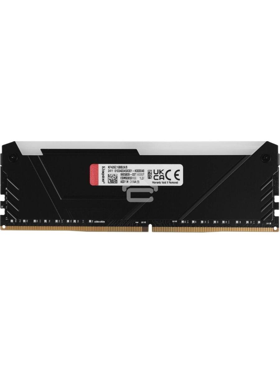 Оперативная память Kingston Fury Beast, DDR4, 8GB (1x8GB), 2666MHz, CL16, DIMM, с радиатором, RGB, чёрный