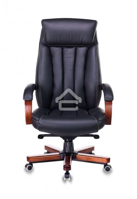 Кресло руководителя Бюрократ T-9922WALNUT/BLACK черный, кожа, крестовина дерево