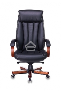 Кресло руководителя Бюрократ T-9922WALNUT/BLACK черный, кожа, крестовина дерево