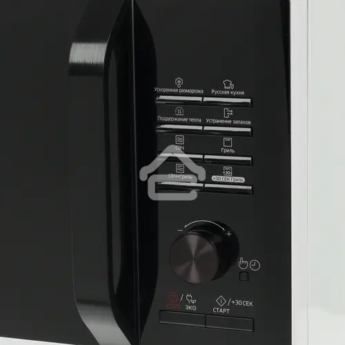 Микроволновая печь Samsung MG23K3515AW/BW, 800 Вт, 23 л, кнопки, поворотный механизм, белый/черный