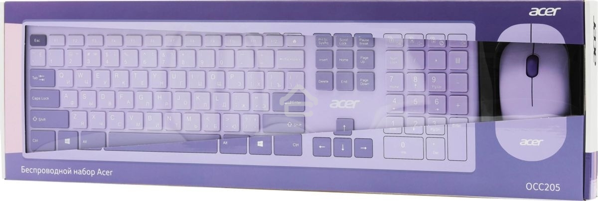 Клавиатура + мышь Acer OCC205 беспроводной USB, 1200 dpi, фиолетовый