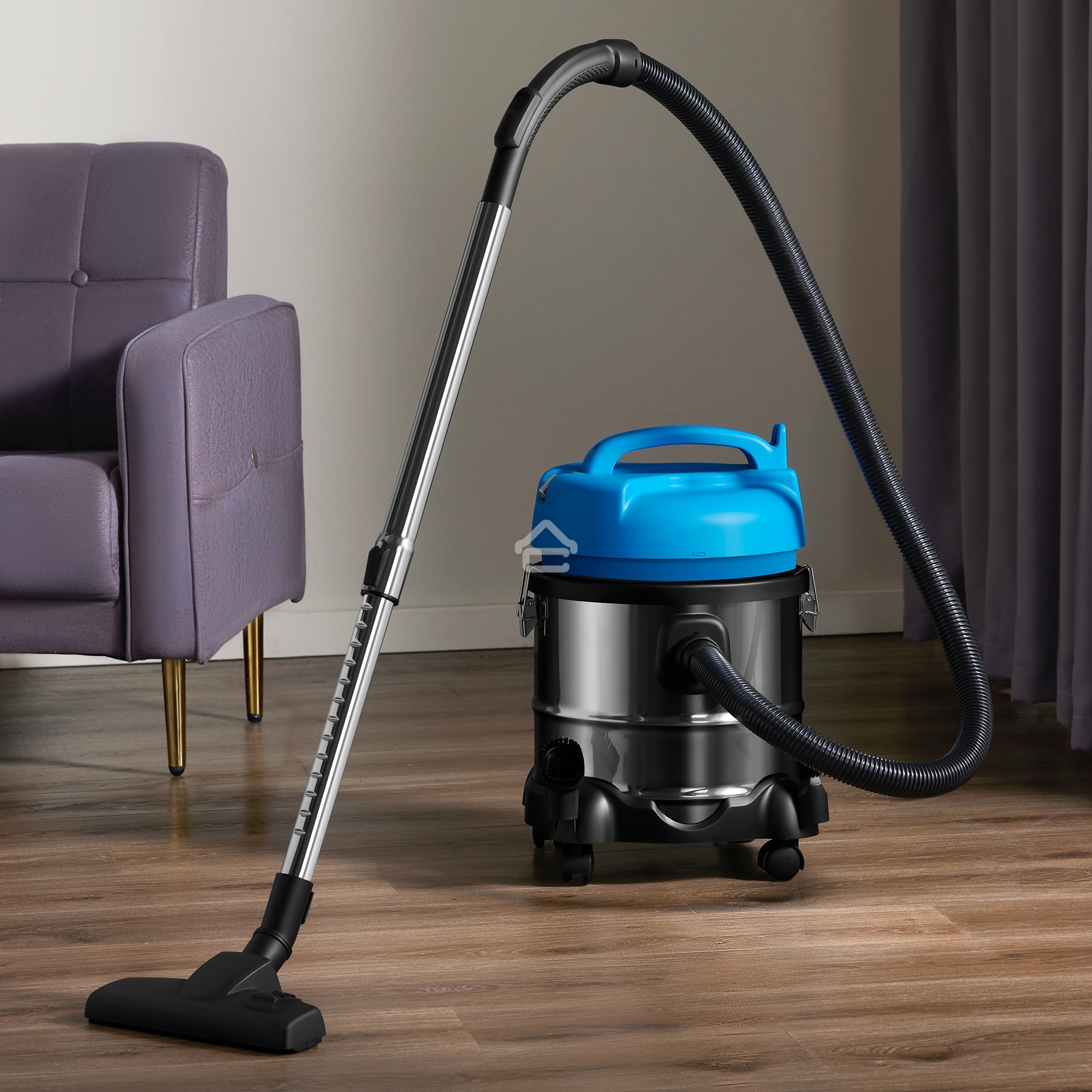 Пылесос Deerma DEM-TJ151W синий/серебристый, 250/1400 Вт, уборка сухая/влажная/сбор жидкости, пылесборник мешок/контейнер 21 л