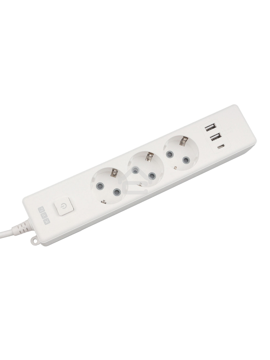 Бытовой удлинитель PowerCube, 3р с/з вык.,3USB, 3500 Вт, 16А, 1.9 м, 3*1,0 (белый) PC-5-2M