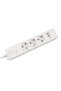 Бытовой удлинитель PowerCube, 3р с/з вык.,3USB, 3500 Вт, 16А, 1.9 м, 3*1,0 (белый) PC-5-2M