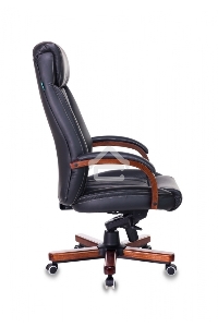 Кресло руководителя Бюрократ T-9922WALNUT/BLACK черный, кожа, крестовина дерево